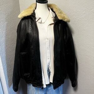 Chocolate Brown- leather pilot/bomber men’s jacket sz Lg